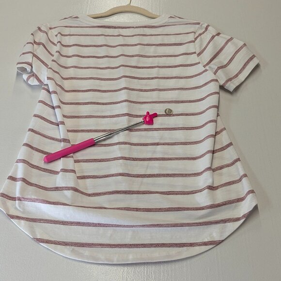 NWT Mod Ref Size Small Burgundy and White Striped Tee *Issue - Picture 8 of 14